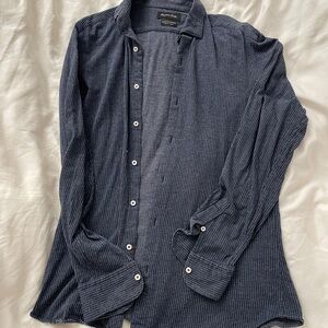 Massimo Dutti Navy Textured Button-Down Shirt